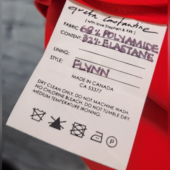 Greta Constantine Women's Peplum Flynn Dress Red Midi Made in Canada Size XS - Picture 11 of 14